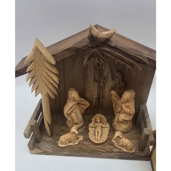 Lot of 3 Bethlehem Nativity Scene - Olive Wood Creshe Resin Israel - Picture 8 of 11